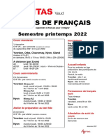 2022 Flyer Printemps Cours de Francais Caritas 2021 2022