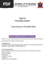 Unit VI Corrosion Science: Course Instructor-Dr. Shailesh Dhoke