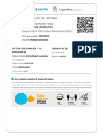 Certificado de Verano: Mar Del Plata, Buenos Aires Del 19/01/2021 Al 29/01/2021