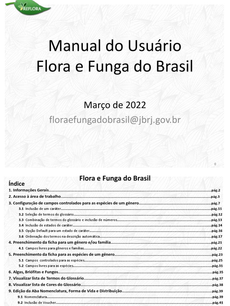 Manual Flora e Funga do Brasil | PDF | Taxonomia (Biologia) | Plantas