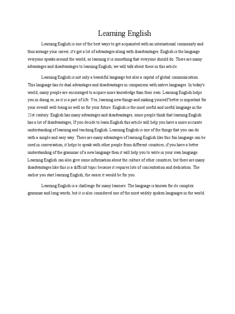 Advantages and Disadvantages of Learning English | PDF | Career ...