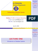 Mettu University Computer Science Department: Fundamentals of Database Systems