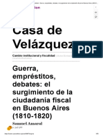 Casa de Velázquez: Guerra, Empréstitos, Debates: El Surgimiento de La Ciudadanía Fiscal en Buenos Aires (1810-1820)