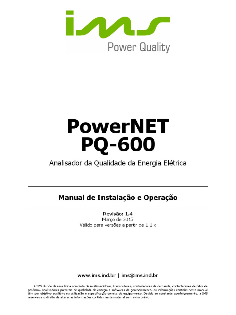 PowerNET PQ-600 Manual de Instalação e Operação | PDF | Corrente ...
