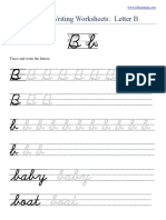 Free Cursive Writing Worksheet For Letter B B - Printable