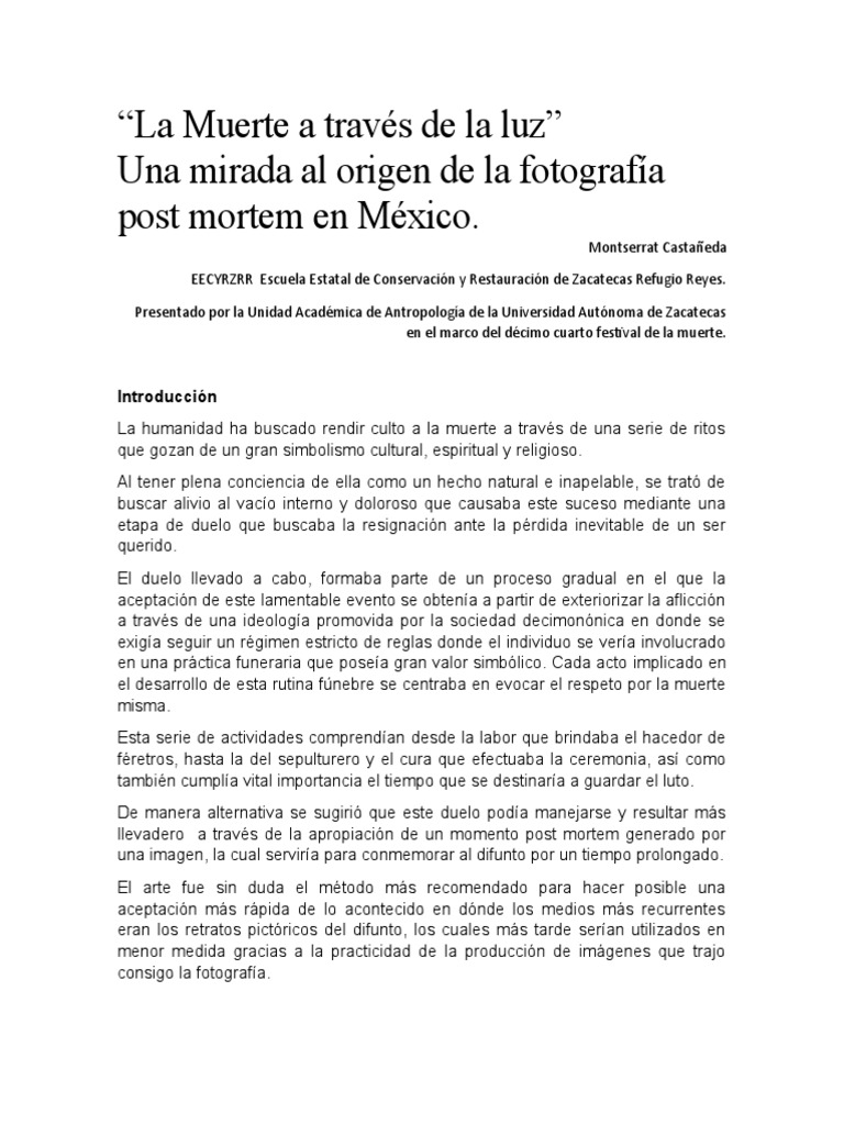 La Muerte A Través de La Luz Investigación | PDF | Retrato | Las artes