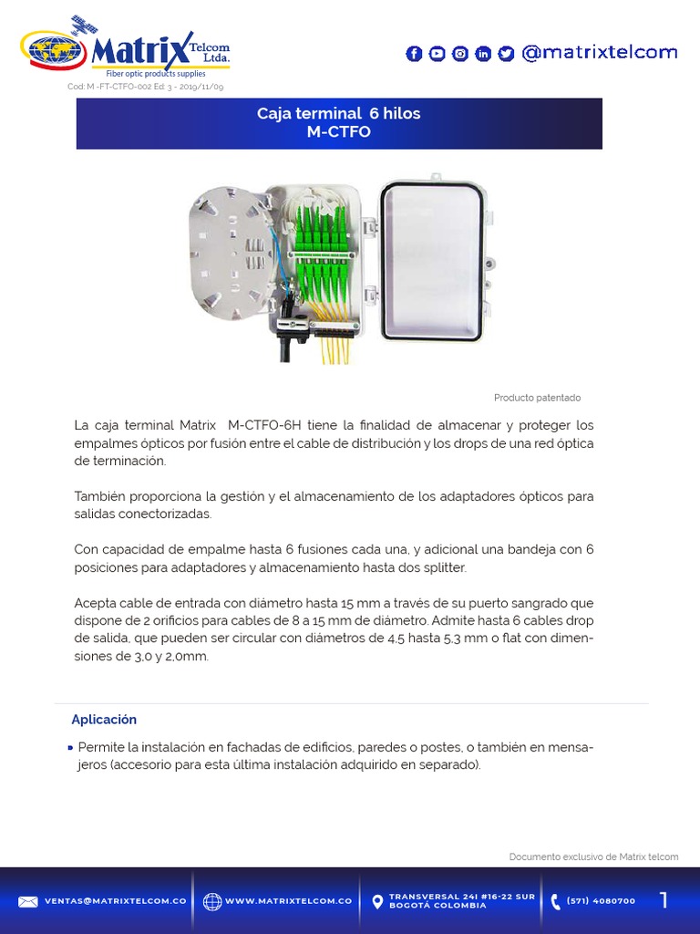 FTMFO-002-M-CTFO-CAJA 6H (Caja Terminal de 6 Hilos) | PDF | Óptica