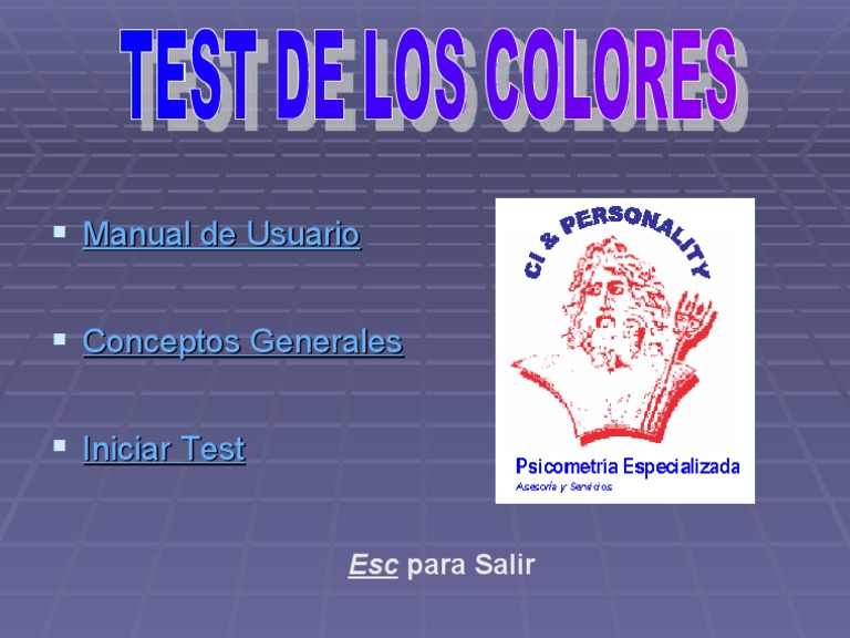 Manual test de colores, Test de los Colores, Test de Lüscher