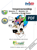 Entrepreneurship: Quarter 1 - Module 10: Develop A Brand Name