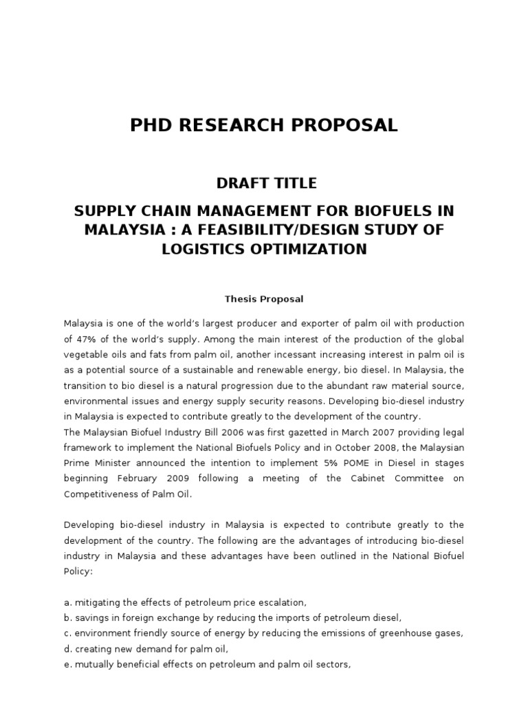 research proposal for logistics and supply chain management