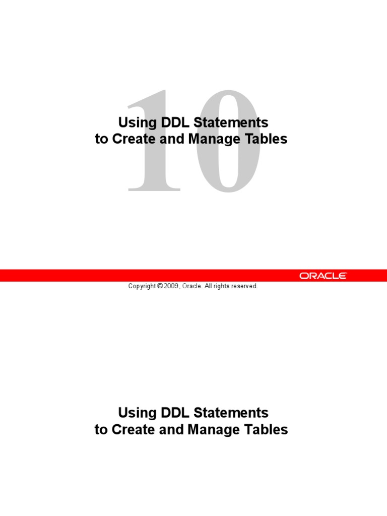Using DDL Statements To Create and Manage Tables | PDF | Relational ...