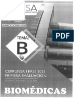 Examen de Biomedicas Cepreunsa 2023 1er Fase 1er Examen