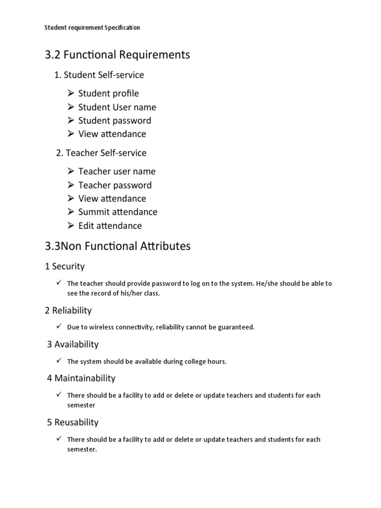 3.2 Functional Requirements: Student Requirement Specification | PDF ...