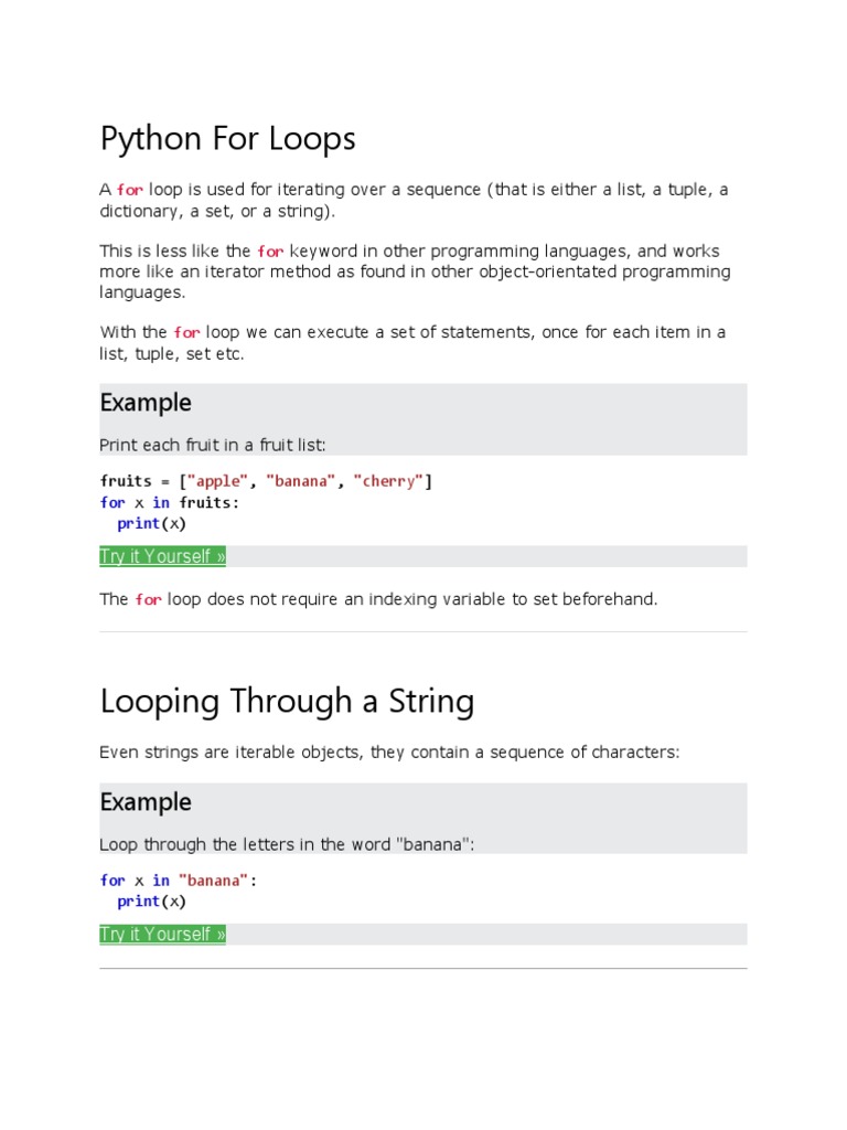 python for | PDF | Control Flow | Subroutine