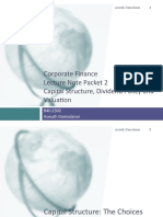 Corporate Finance Lecture Note Packet 2 Capital Structure, Dividend Policy and Valuation