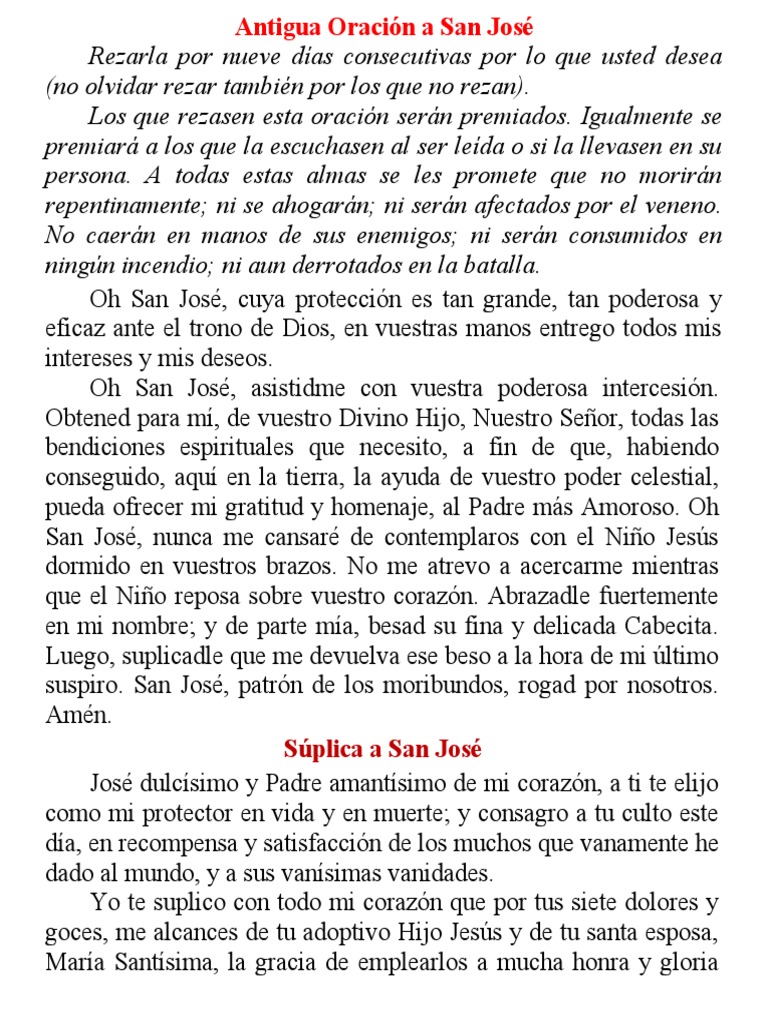 Oraciones A San Jose | PDF | Oración | María, madre de Jesús