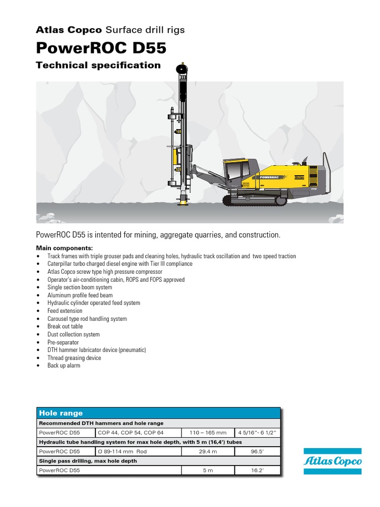 Powerroc D55: Atlas Copco Surface Drill Rigs | PDF | Pump | Engines