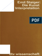 Staiger, Emil - Die Kunst Der Interpretation. Studien Zur Deutschen Literaturgeschichte (DTV, 1971, 244pp) - NEU