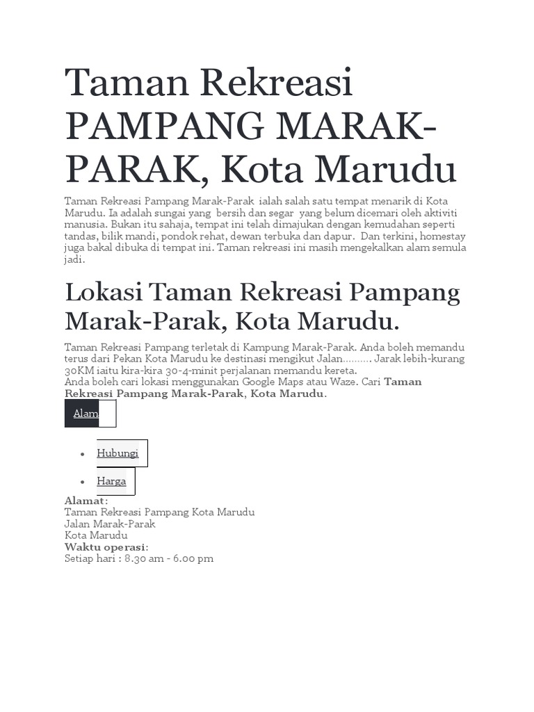 Taman Rekreasi Pampang Marak-Parak | PDF | Memasak, Makanan, & Anggur ...