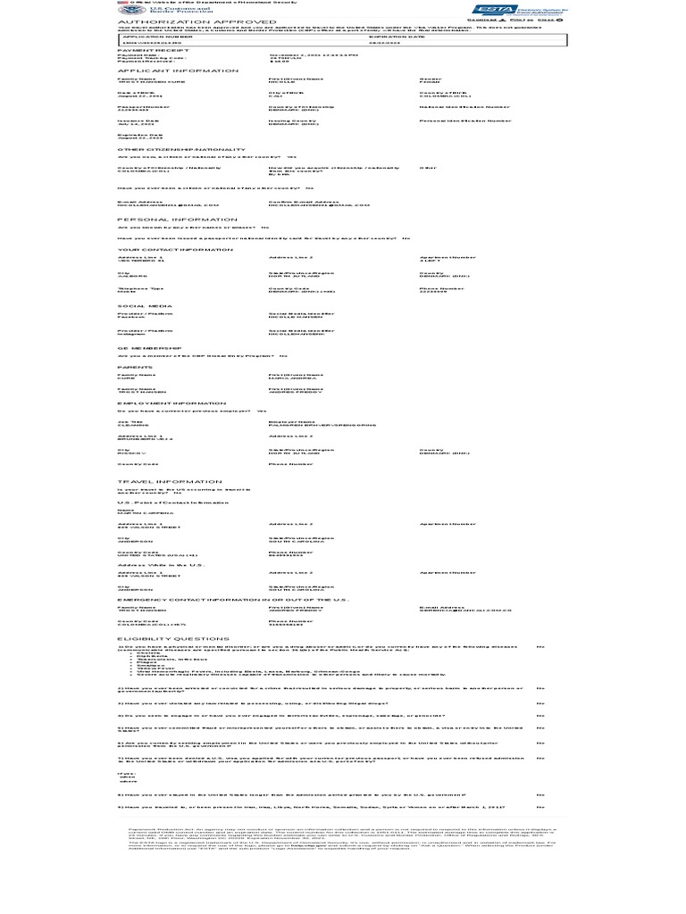 Authorization Approved: Applicant Information | PDF | Government ...