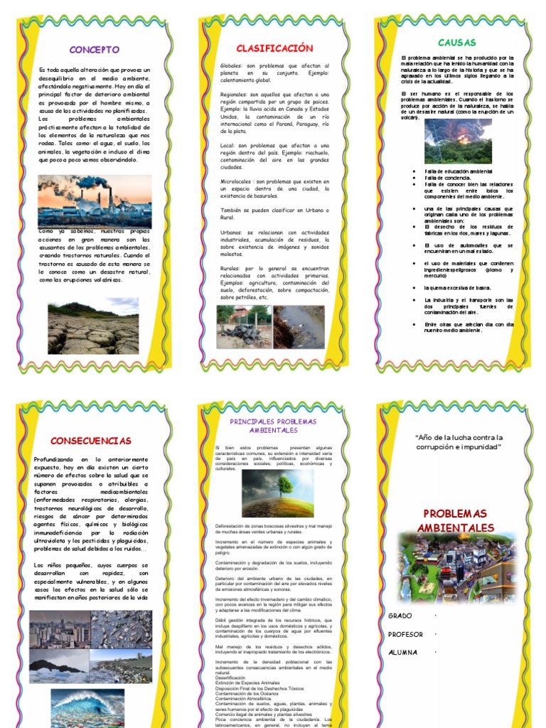 Triptico Del Medio Ambiente 4 | PDF | Entorno natural | Contaminación