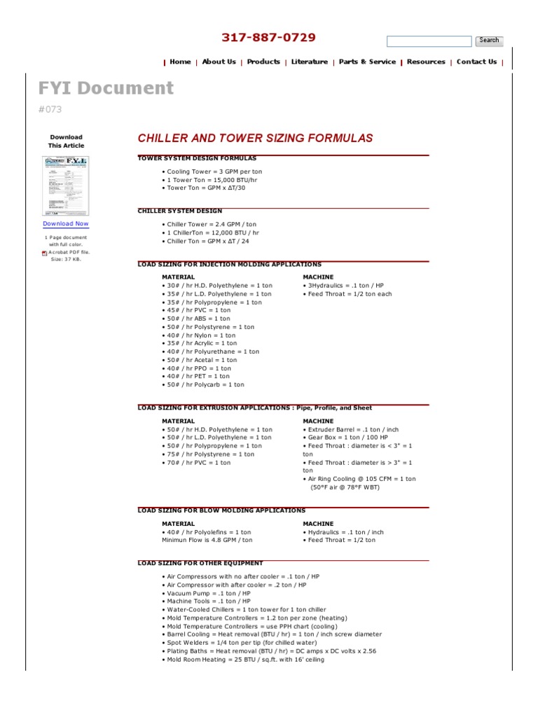 Chiller and Cooling Tower Sizing Guide | PDF | Building Engineering ...