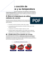 Métodos Cocción de Alimentos y Su Temperatura