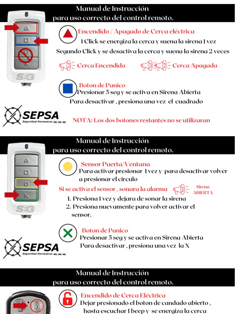 Manual de Instrucción para uso correcto del control remoto. | PDF