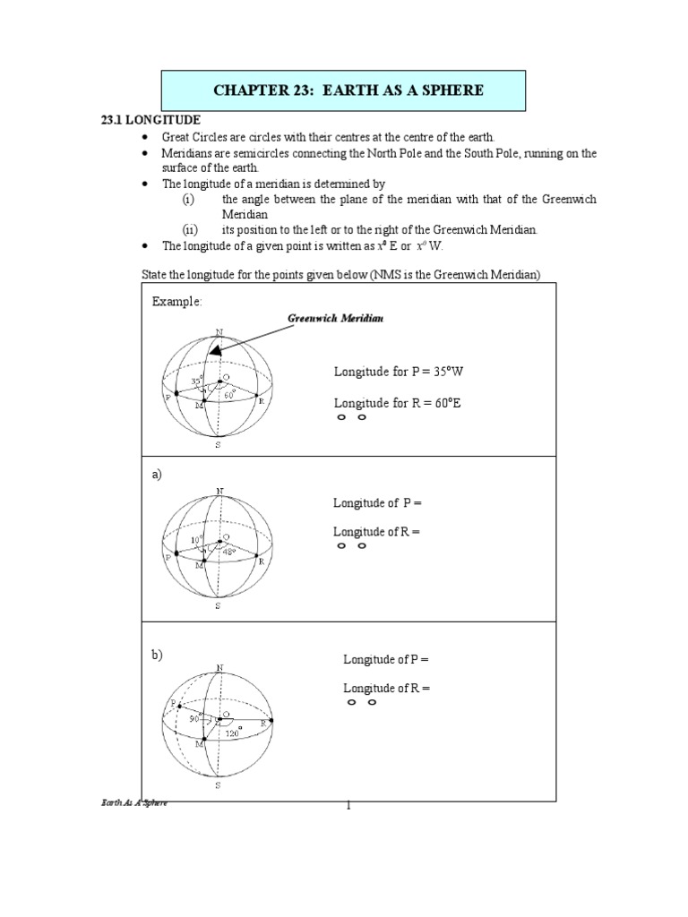Chapter 23 I Earth As A Sphere ENHANCE | PDF