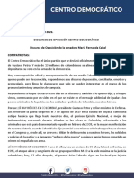 Discurso de Oposición Del Centro Democrático