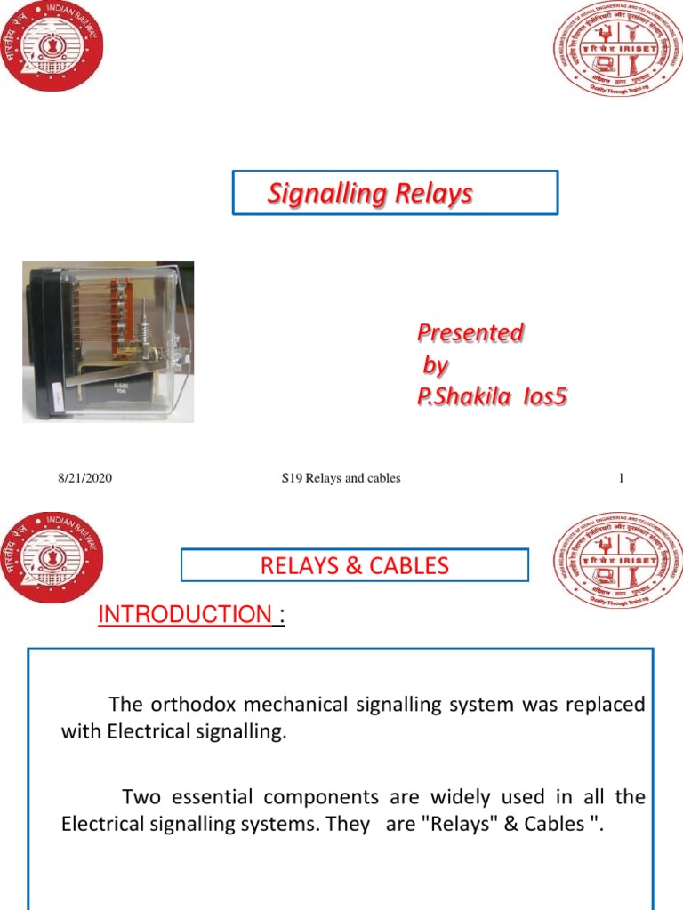 Signalling Relays: Presented by P.Shakila Ios5 | PDF | Relay ...
