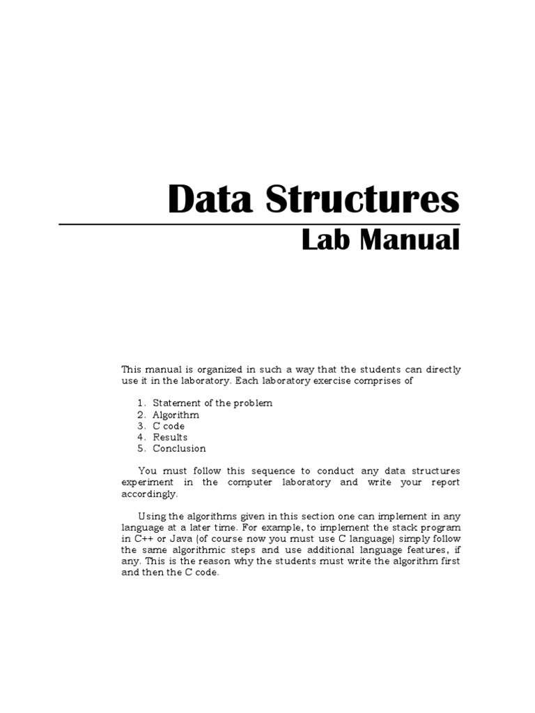 Data Structures: Lab Manual | PDF | Science & Mathematics