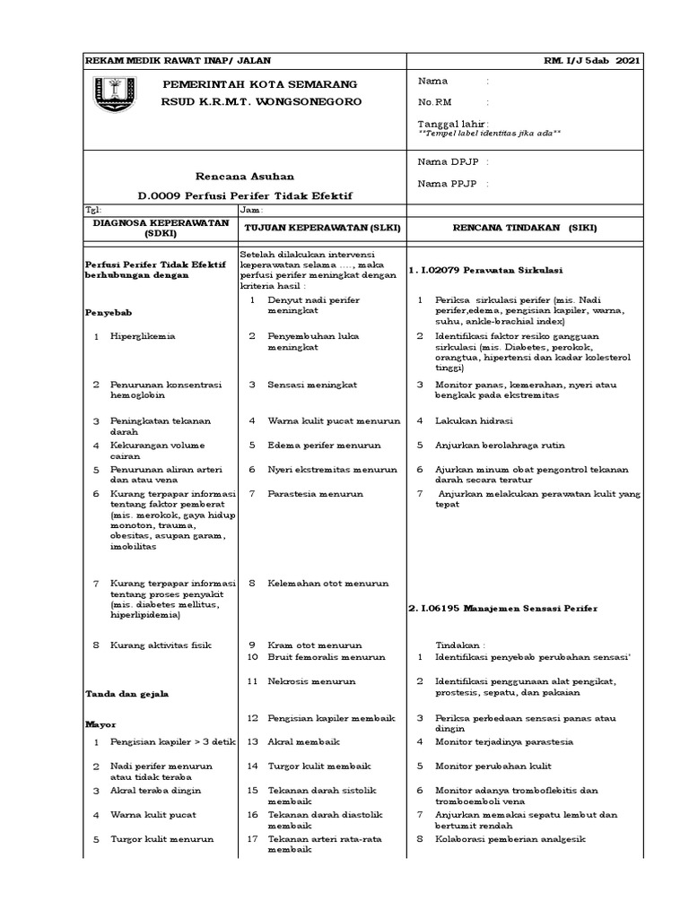 Manajemen Perfusi Perifer Tidak Efektif | PDF