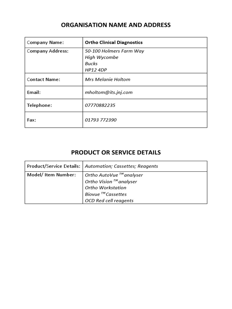 ORTHO Clinical Diagnostics PDF Audit Business
