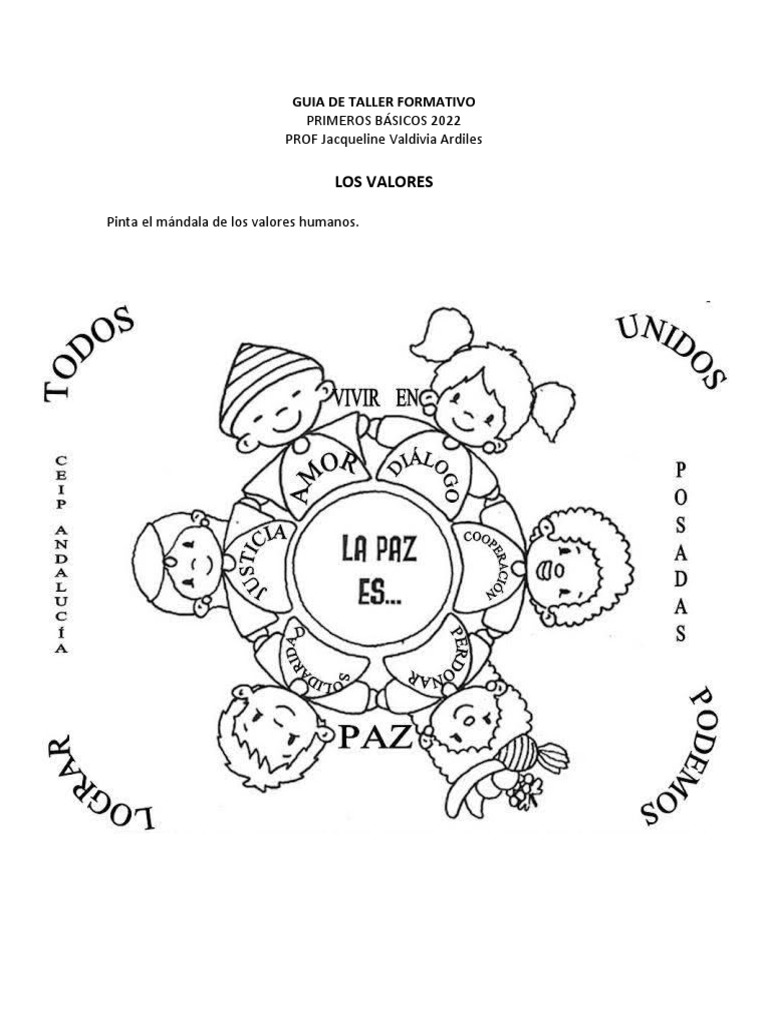 Mandala de Los Valores 1ro Basico | PDF