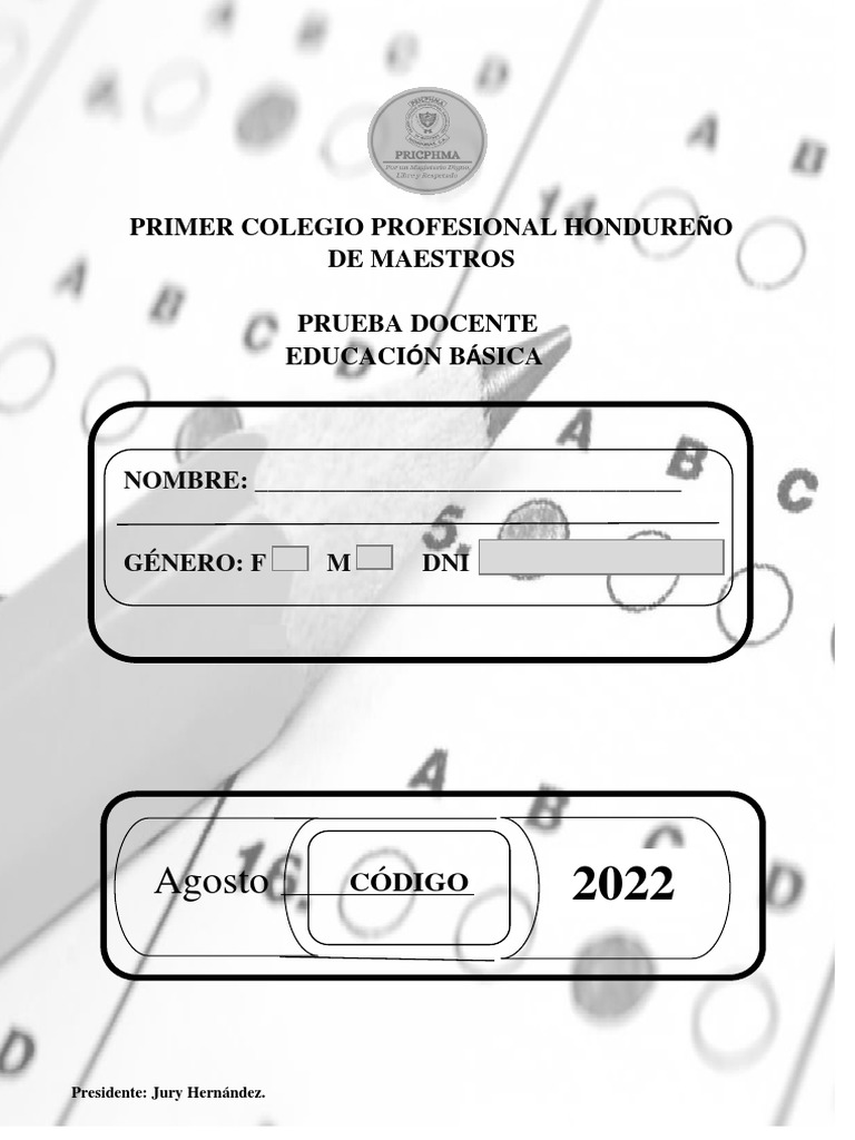 Examen Concurso Docente Honduras 2024 | PDF | Educación primaria | Maestros