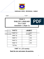 Year 5 English Language JULY 2022: Sekolah Kebangsaan Sook, Keningau, Sabah