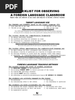 Checklist For Observing A Foreign Language Classroom