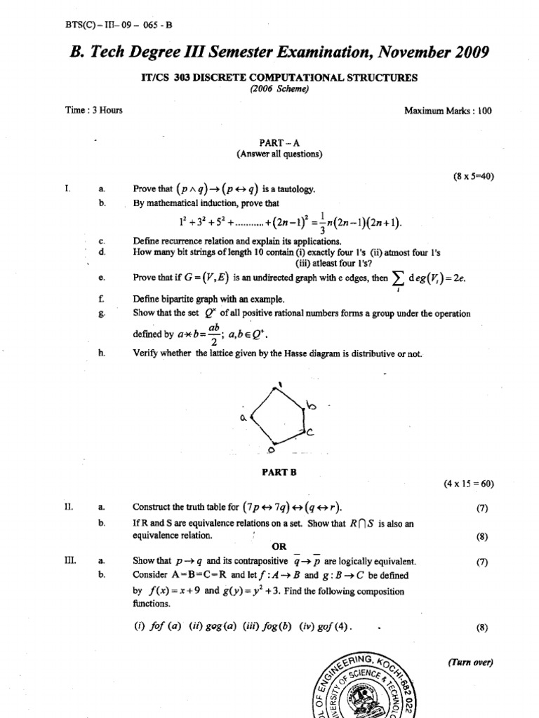 Cusat Btech It s3 Question Paper