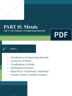 PART II: Metals: Unit 3: The Chemistry of Engineening Materials