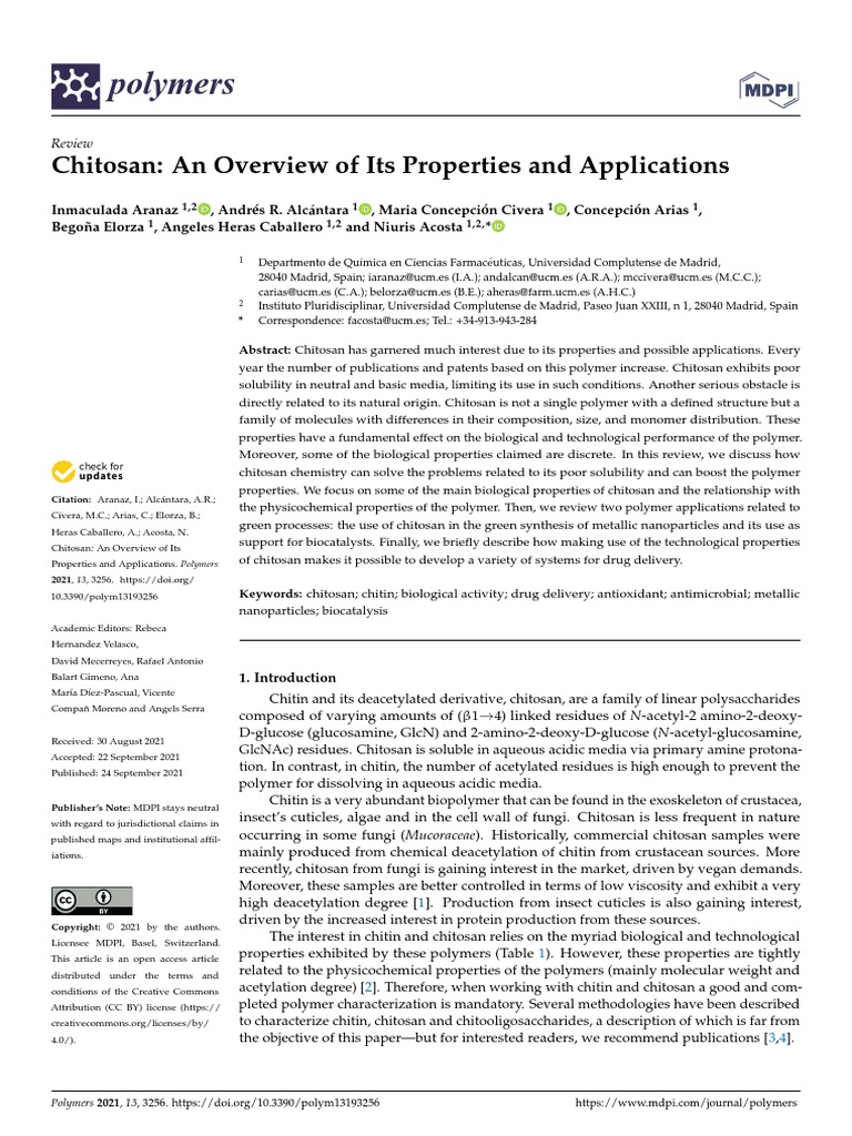 Polymers: Chitosan: An Overview of Its Properties and Applications ...