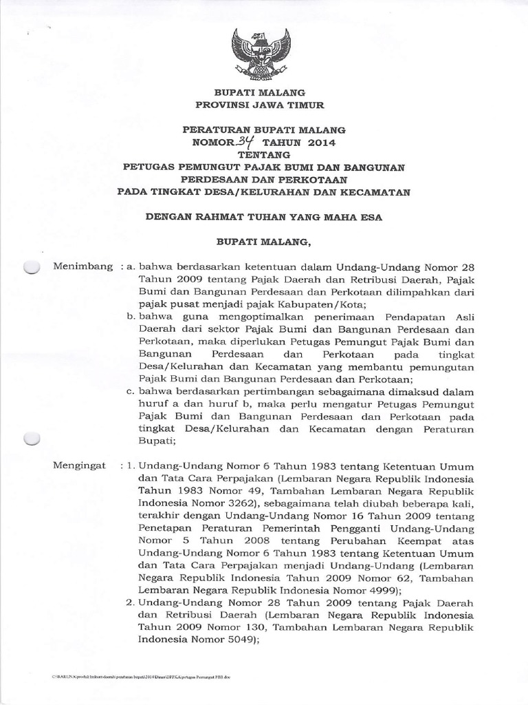 34 Petugas Pemungut Pbb Tingkat Desa Kelurahan Pdf