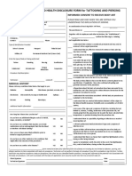 Body Art Consent and Health Disclosure Form For Tattooing and Piercing