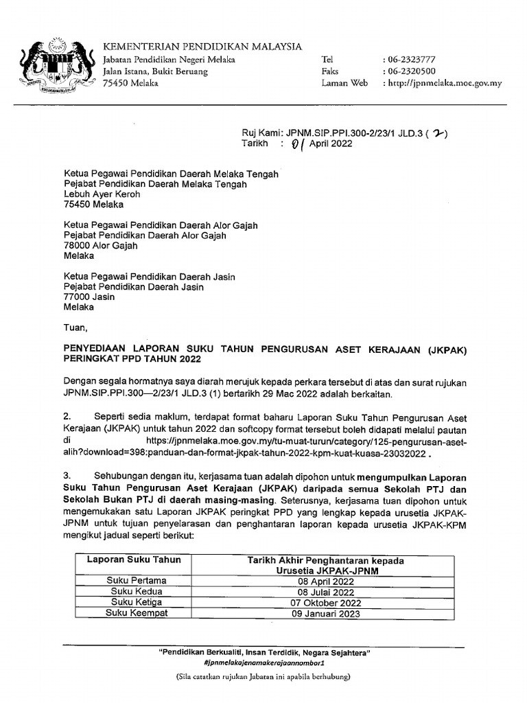 Penyediaan Laporan JKPAK PPD | PDF