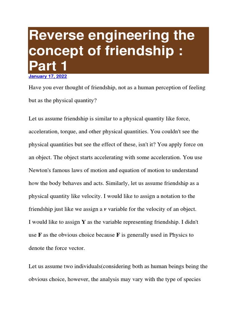 Reverse Engineering Friendship Dynamics | PDF | Force | Acceleration
