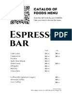 Catalog of Foods and Drinks Menu