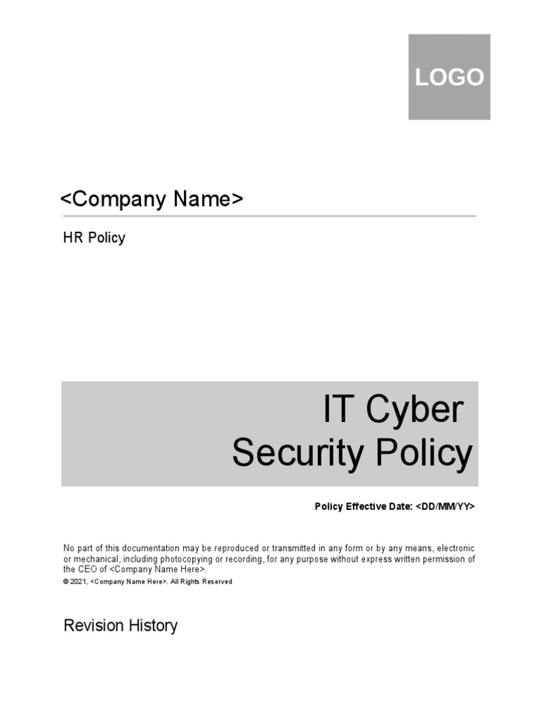 It Cyber Security Policy PDF Computer Security Security