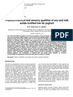 Physico-Chemical and Sensory Qualities of Soy and Milk Solids Fortified Low Fat Yoghurt