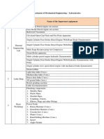 Mechanical Engineering Lab Equipment Guide