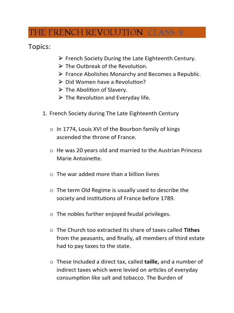 The French Revolution Class9 (History) PDF